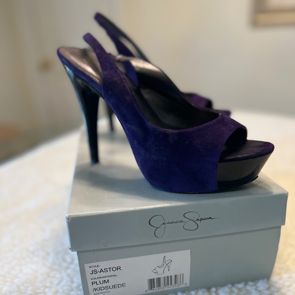 Jessica Simpson Slingback Heels (Style - JS Astor | Color - Plum Suede) Women’s - Picture 1 of 3